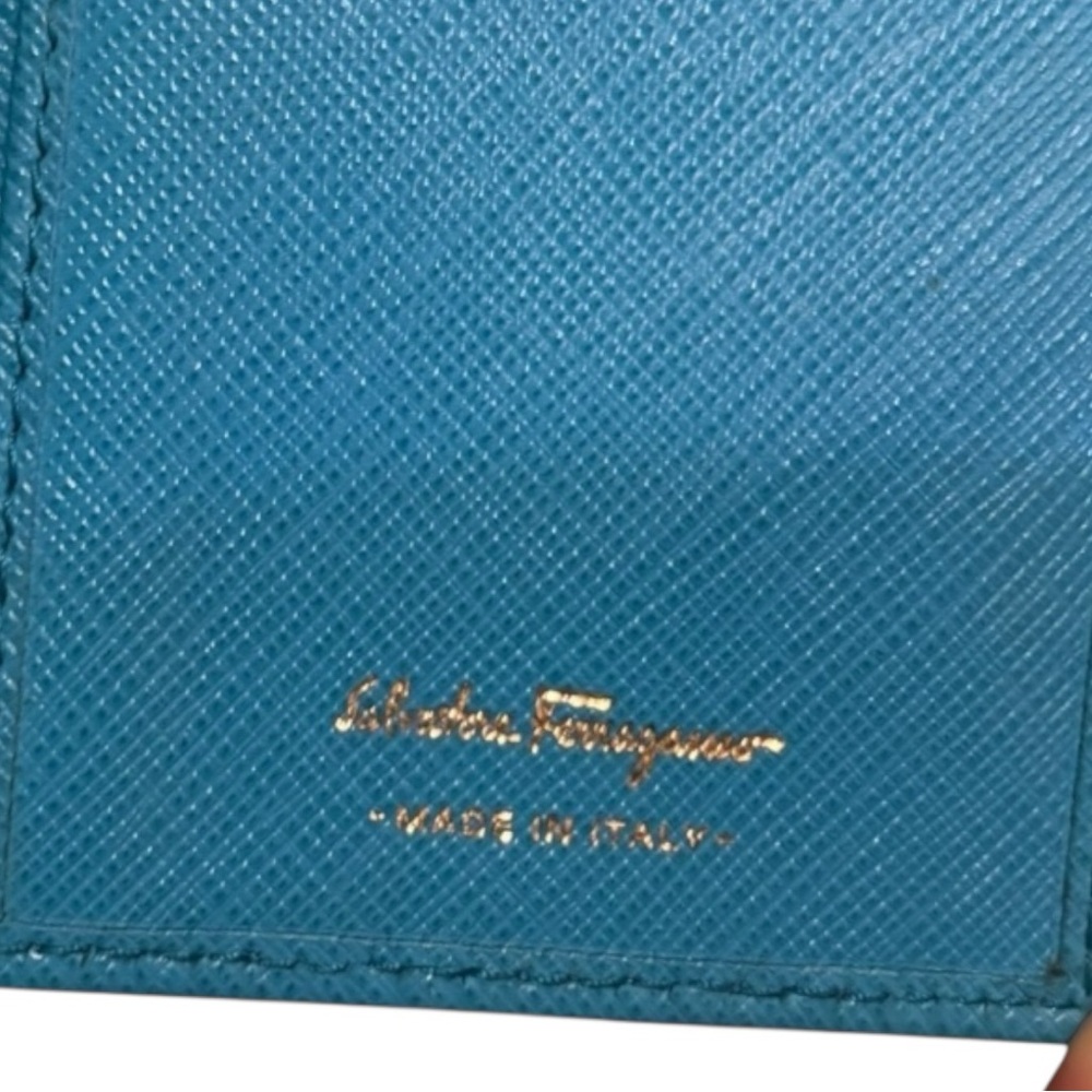 Salvatore Ferragamo Blue Wallet with Gold Detail and Bow closure - Picture 5 of 8